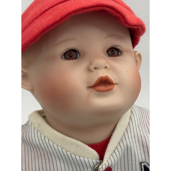 Vintage Yolanda Bello Signed Michael Baseball Baby Boy Porcelain Doll 11" - Picture 6 of 16